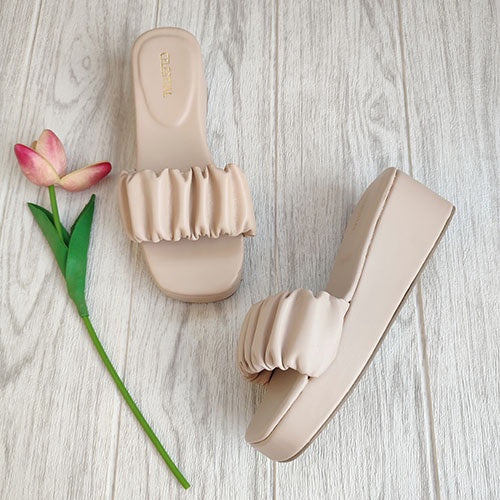 ⭐Celestialshoe.ph Gabby Scrunchie Platform Wedge Sandals 2.5inches