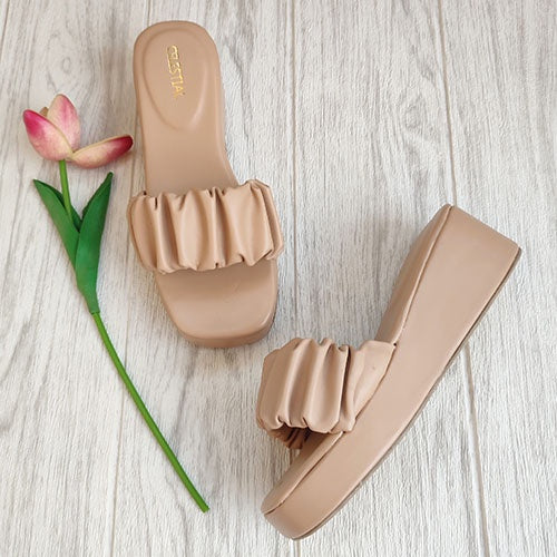 ⭐Celestialshoe.ph Gabby Scrunchie Platform Wedge Sandals 2.5inches