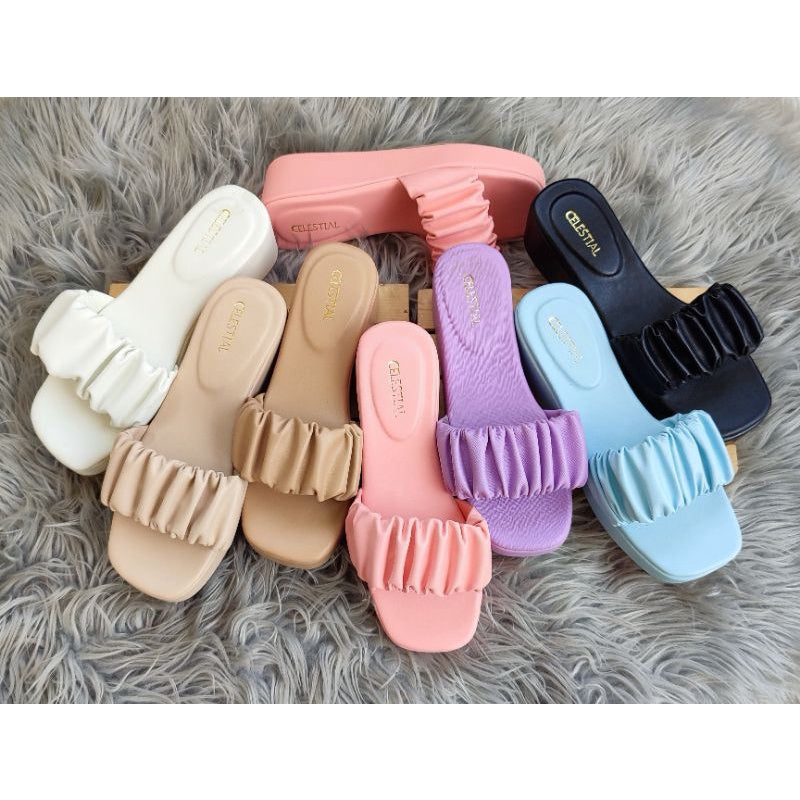 ⭐Celestialshoe.ph Gabby Scrunchie Platform Wedge Sandals 2.5inches