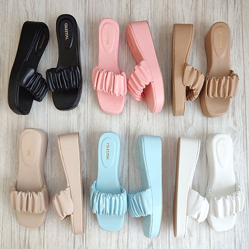 ⭐Celestialshoe.ph Gabby Scrunchie Platform Wedge Sandals 2.5inches