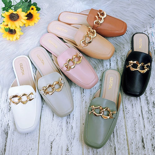 ⭐Celestialshoe.ph Ada Gold Buckled Mules (Add 1 size)